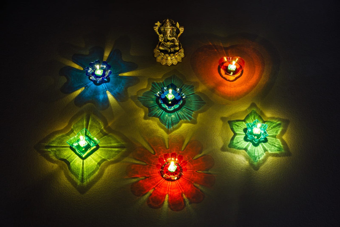 3D Reusable Reflective Shadow Colourful Diya
