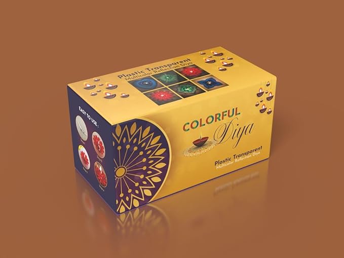 3D Reusable Reflective Shadow Colourful Diya